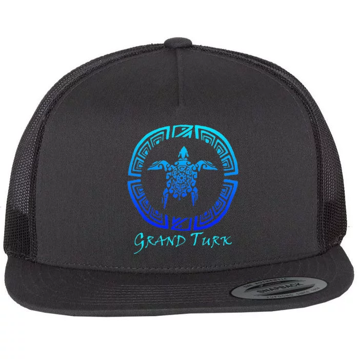 Grand Turk, Turks & Caicos Vintage Tribal Turtle Vacation Flat Bill Trucker Hat