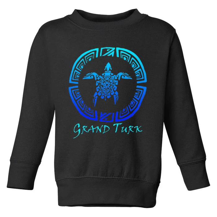 Grand Turk, Turks & Caicos Vintage Tribal Turtle Vacation Toddler Sweatshirt