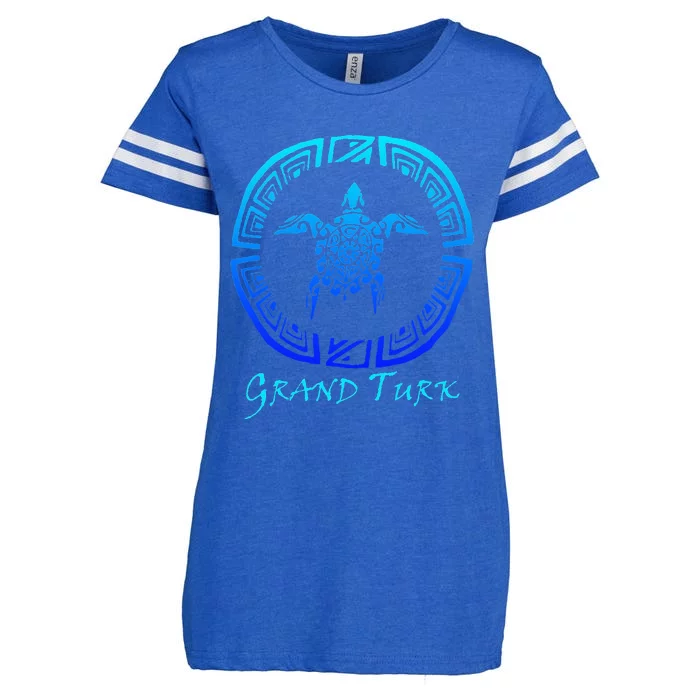 Grand Turk, Turks & Caicos Vintage Tribal Turtle Vacation Enza Ladies Jersey Football T-Shirt