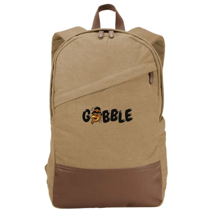 Gobble Turkey Thanksgiving Holiday Cute Cotton Canvas Backpack