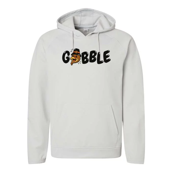 Gobble Turkey Thanksgiving Holiday Cute Performance Fleece Hoodie