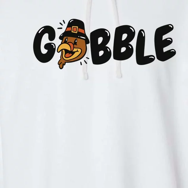 Gobble Turkey Thanksgiving Holiday Cute Garment-Dyed Fleece Hoodie