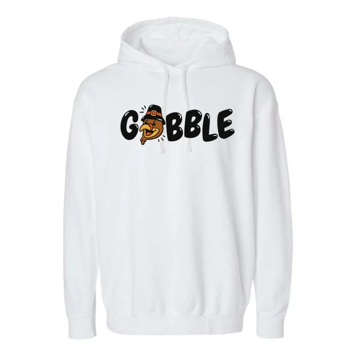 Gobble Turkey Thanksgiving Holiday Cute Garment-Dyed Fleece Hoodie