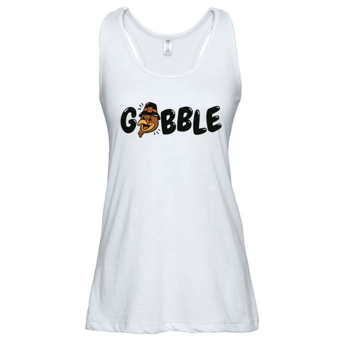 Gobble Turkey Thanksgiving Holiday Cute Ladies Essential Flowy Tank