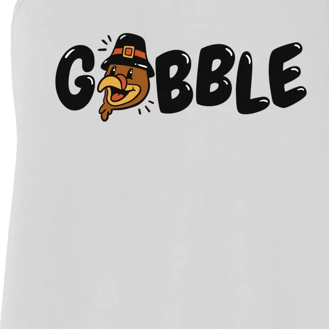 Gobble Turkey Thanksgiving Holiday Cute Women's Racerback Tank