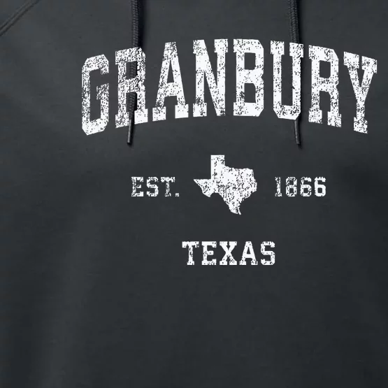 Granbury Texas Tx Vintage Athletic Sports Design Performance Fleece Hoodie