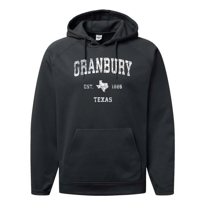 Granbury Texas Tx Vintage Athletic Sports Design Performance Fleece Hoodie