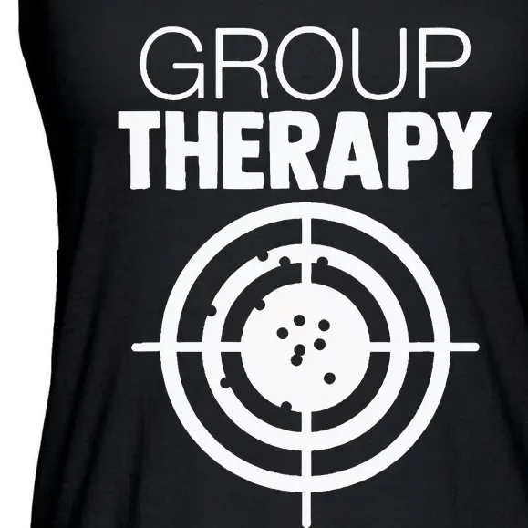 Group Therapy Target Practice Shooting Range Humor Gun Lover Ladies Essential Flowy Tank