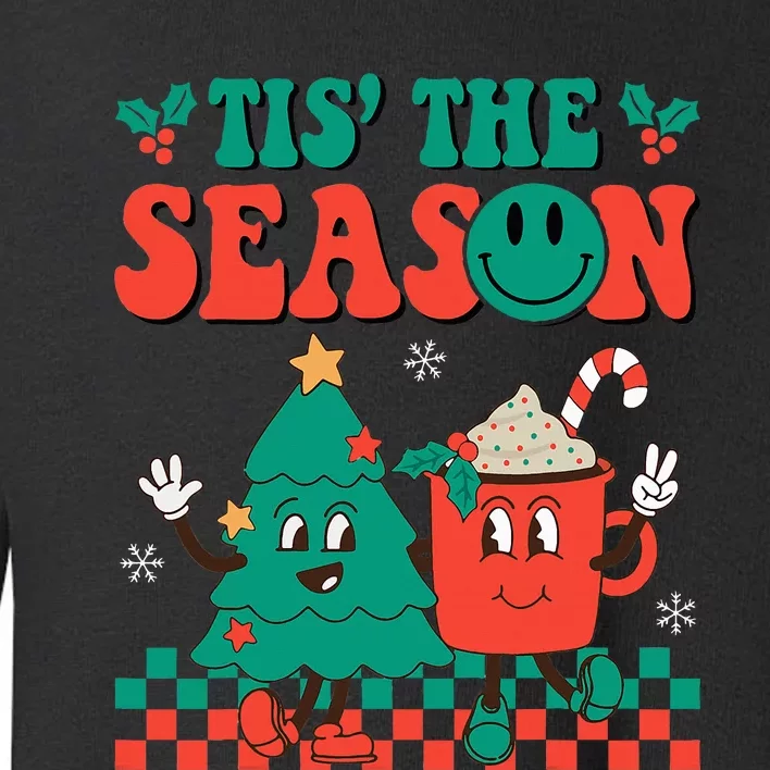 Groovy Tis The Season Christmas Hippie Hot Cocoa Toddler Sweatshirt