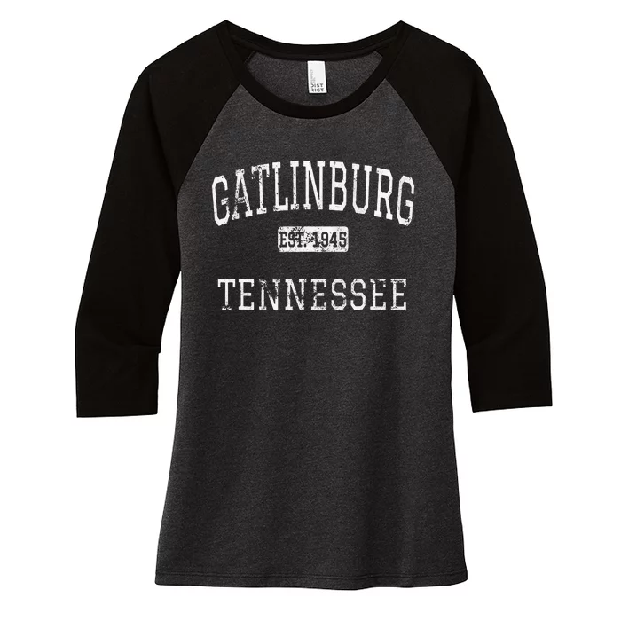 Gatlinburg Tennessee TN Vintage Women's Tri-Blend 3/4-Sleeve Raglan Shirt