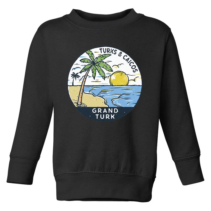 Grand Turk Turks And Caicos Illustrated Ocean Vintage Toddler Sweatshirt