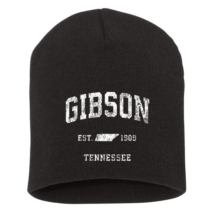 Gibson Tennessee TN Vintage Athletic Sports Short Acrylic Beanie