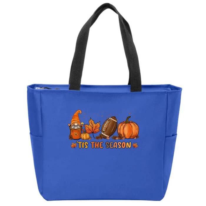 Gnome Tis The Season Pumpkin Fall Leaf Spice Latte Football Gift Zip Tote Bag