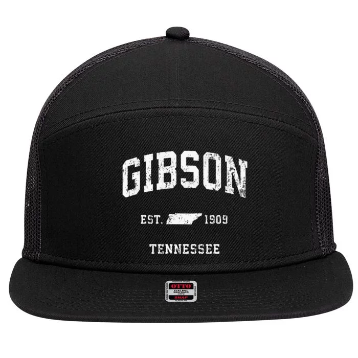 Gibson Tennessee TN Vintage Athletic Sports 7 Panel Mesh Trucker Snapback Hat