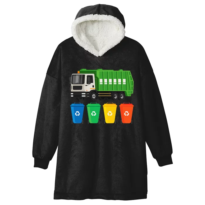 Garbage Truck Trash Recycling Lover Waste Management Hooded Wearable Blanket