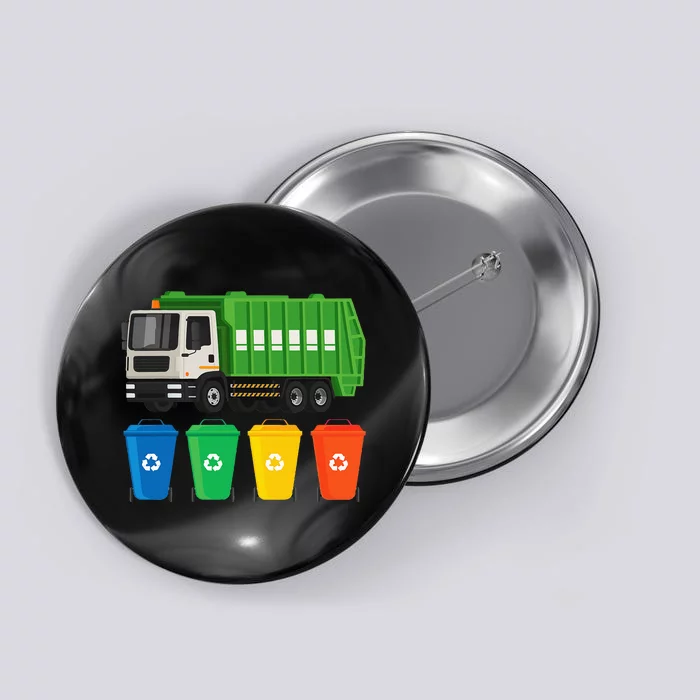 Garbage Truck Trash Recycling Lover Waste Management Button