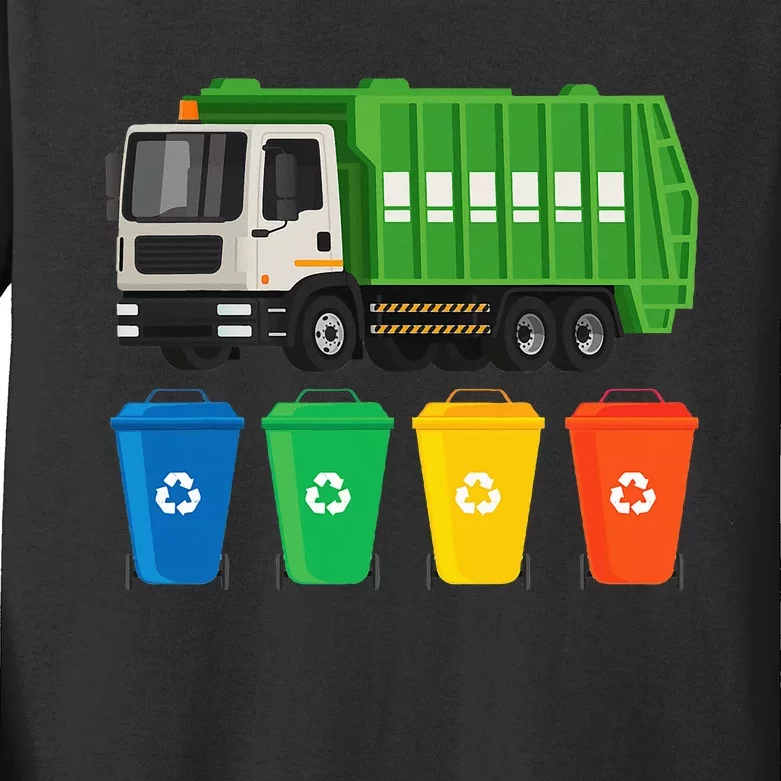 Garbage Truck Trash Recycling Lover Waste Management Kids Long Sleeve Shirt