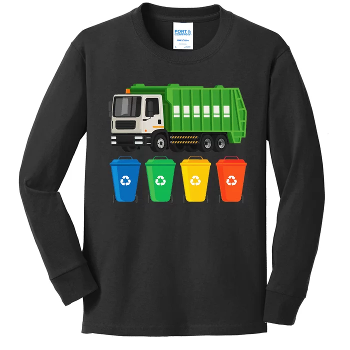 Garbage Truck Trash Recycling Lover Waste Management Kids Long Sleeve Shirt