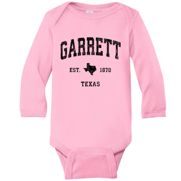 Garrett Texas Tx Vintage Established Athletic Sports Design Baby Long Sleeve Bodysuit