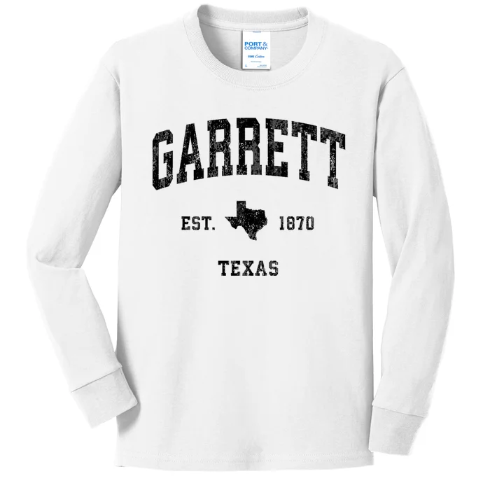 Garrett Texas Tx Vintage Established Athletic Sports Design Kids Long Sleeve Shirt