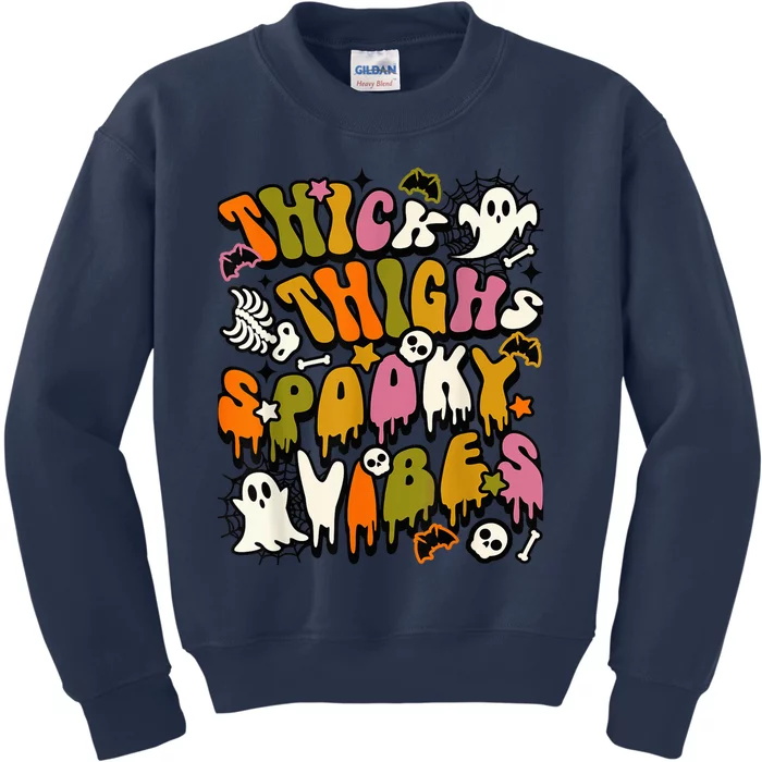 Groovy Thick Thighs Spooky Vibes Halloween Costume  Wo Kids Sweatshirt