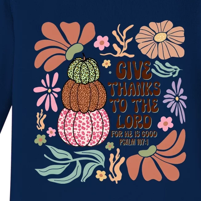 Give Thanks To The Lord Floral Fall Baby Long Sleeve Bodysuit