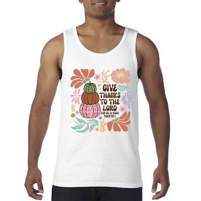 Give Thanks To The Lord Floral Fall Tank Top