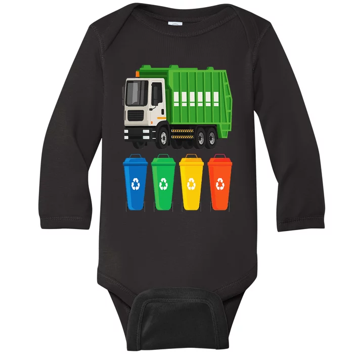 Garbage Truck  Truck Trash Recycling Lover Waste Management Baby Long Sleeve Bodysuit