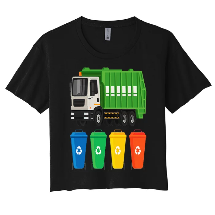 Garbage Truck  Truck Trash Recycling Lover Waste Management Women's Crop Top Tee