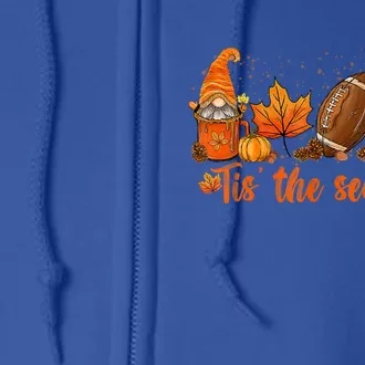 Gnome Tis' The Season Football Season Autumn Thanksgiving Cute Gift Full Zip Hoodie