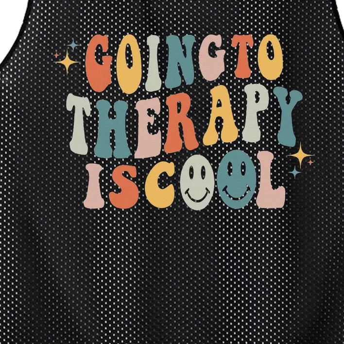 Going To The Therapy Is Cool Retro Groovy Feminist Mesh Reversible Basketball Jersey Tank