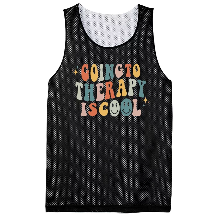 Going To The Therapy Is Cool Retro Groovy Feminist Mesh Reversible Basketball Jersey Tank