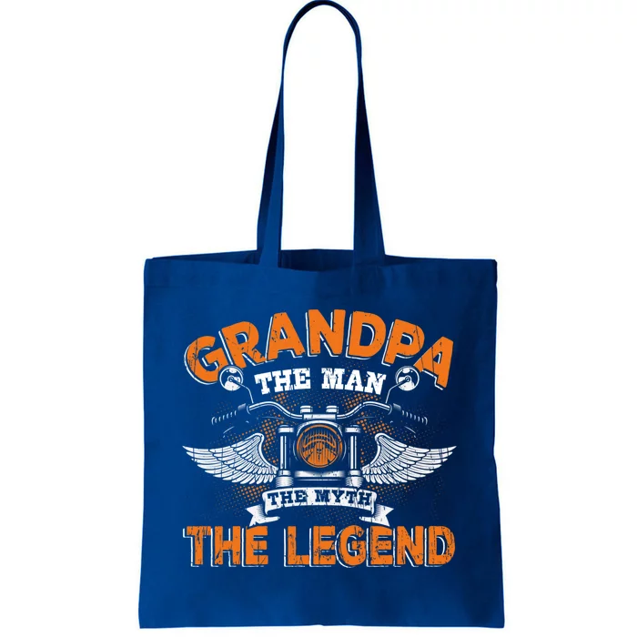 Grandpa The The Myth The Legend Motorcycle Gift Tote Bag