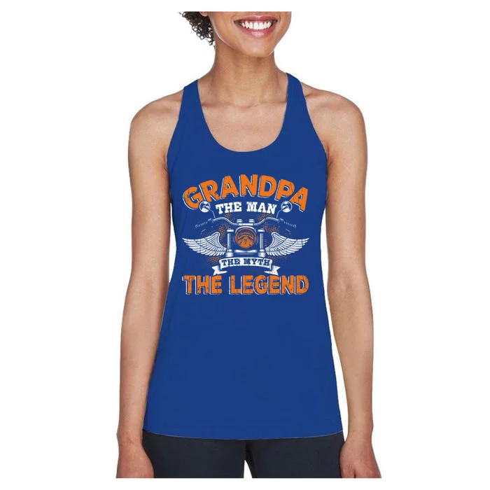 Grandpa The The Myth The Legend Motorcycle Gift Women's Racerback Tank