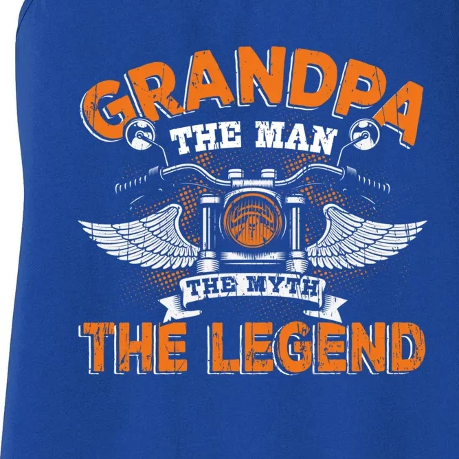 Grandpa The The Myth The Legend Motorcycle Gift Women's Racerback Tank