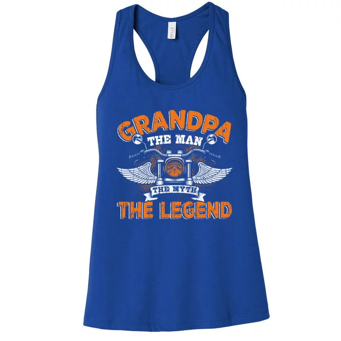 Grandpa The The Myth The Legend Motorcycle Gift Women's Racerback Tank