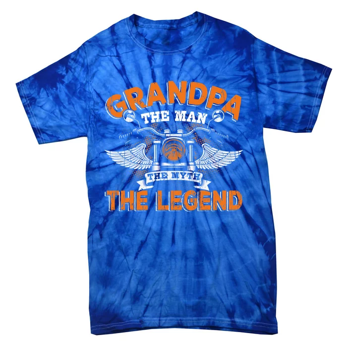 Grandpa The The Myth The Legend Motorcycle Gift Tie-Dye T-Shirt