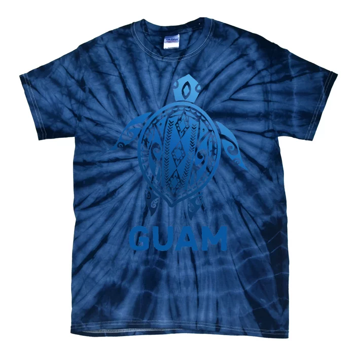 Guam Tribal Tattoo Blue Sea Turtle Souvenirs Tie-Dye T-Shirt