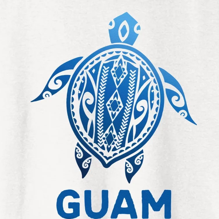 Guam Tribal Tattoo Blue Sea Turtle Souvenirs Women's Crop Top Tee