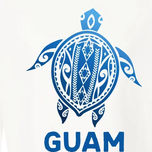 Guam Tribal Tattoo Blue Sea Turtle Souvenirs Cropped Pullover Crew