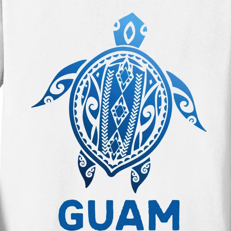 Guam Tribal Tattoo Blue Sea Turtle Souvenirs Kids Long Sleeve Shirt