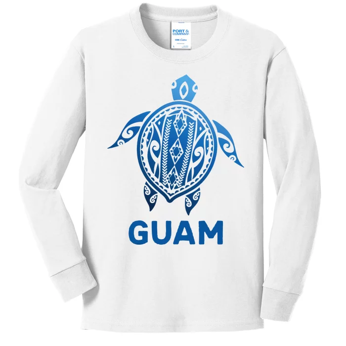 Guam Tribal Tattoo Blue Sea Turtle Souvenirs Kids Long Sleeve Shirt