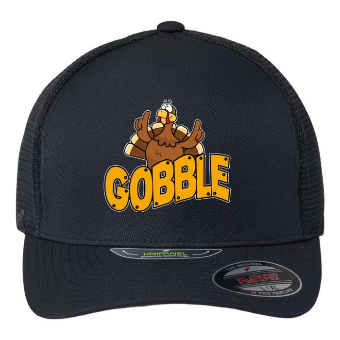 Gobble Turkey Thanksgiving Holiday Flexfit Unipanel Trucker Cap