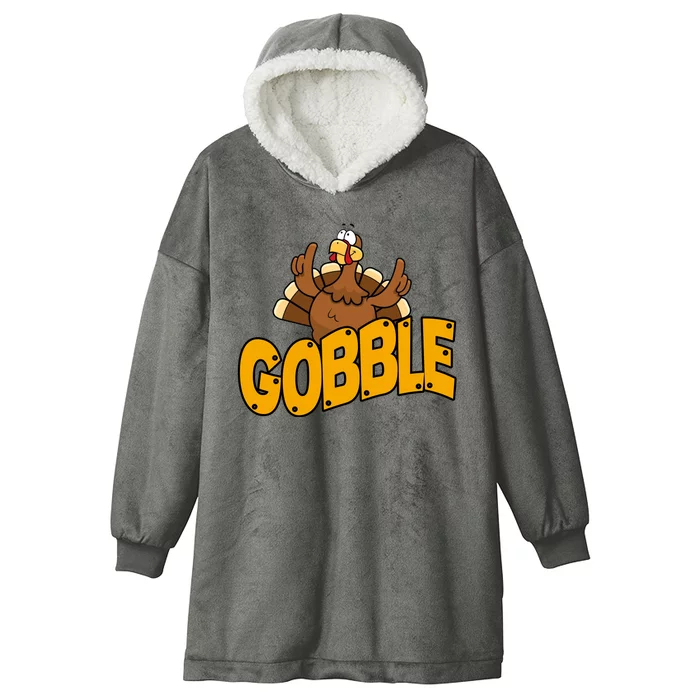 Gobble Turkey Thanksgiving Holiday Hooded Wearable Blanket