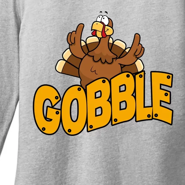 Gobble Turkey Thanksgiving Holiday Womens CVC Long Sleeve Shirt