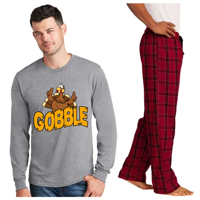 Gobble Turkey Thanksgiving Holiday Long Sleeve Pajama Set