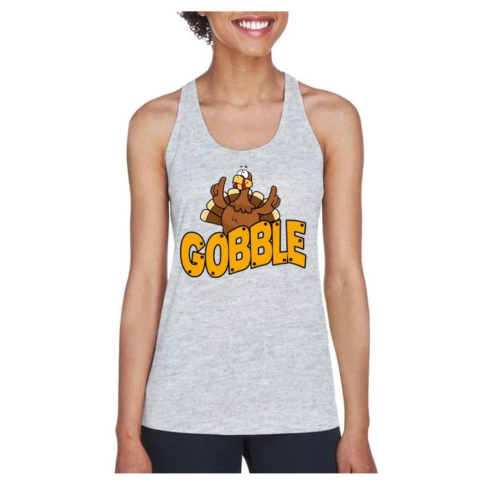 Gobble Turkey Thanksgiving Holiday Women's Racerback Tank