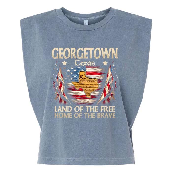 Georgetown Texas Usa Flag 4th Of July Funny Gift Garment-Dyed Women's Muscle Tee