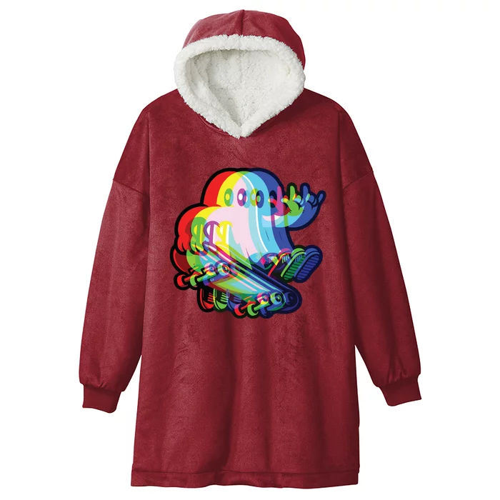 Ghost Trippy Vaporwave Halloween Techno Rave Edm Music Party Hooded Wearable Blanket