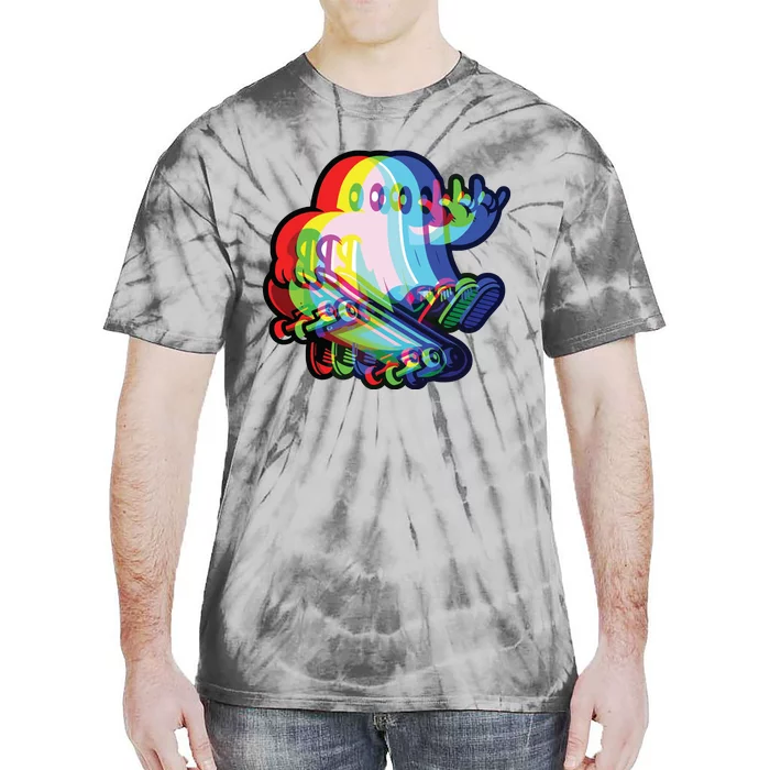 Ghost Trippy Vaporwave Halloween Techno Rave Edm Music Party Tie-Dye T-Shirt